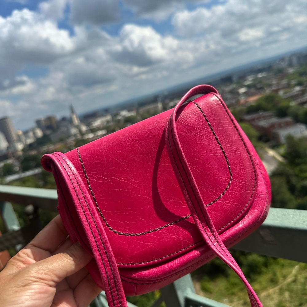 Stylish Hobo Pink Leather Crossbody Bag